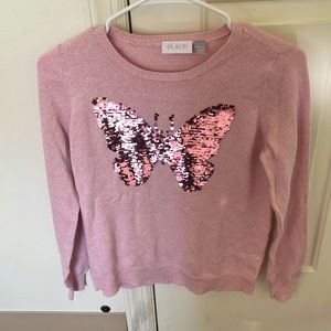 Pink sparkly sequins butterfly sweater